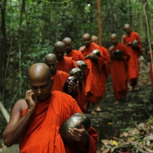 Monks going on pindapatha.